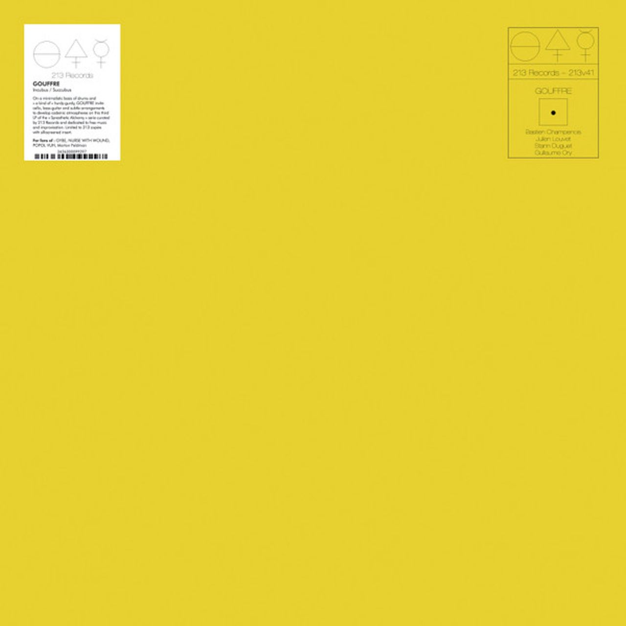 plain yellow with a sticker on the top left corner with the band's name